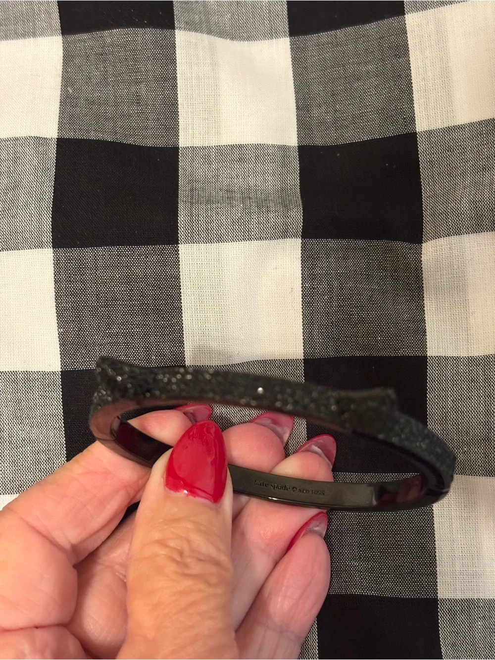 kate spade black cat ear resin bangle